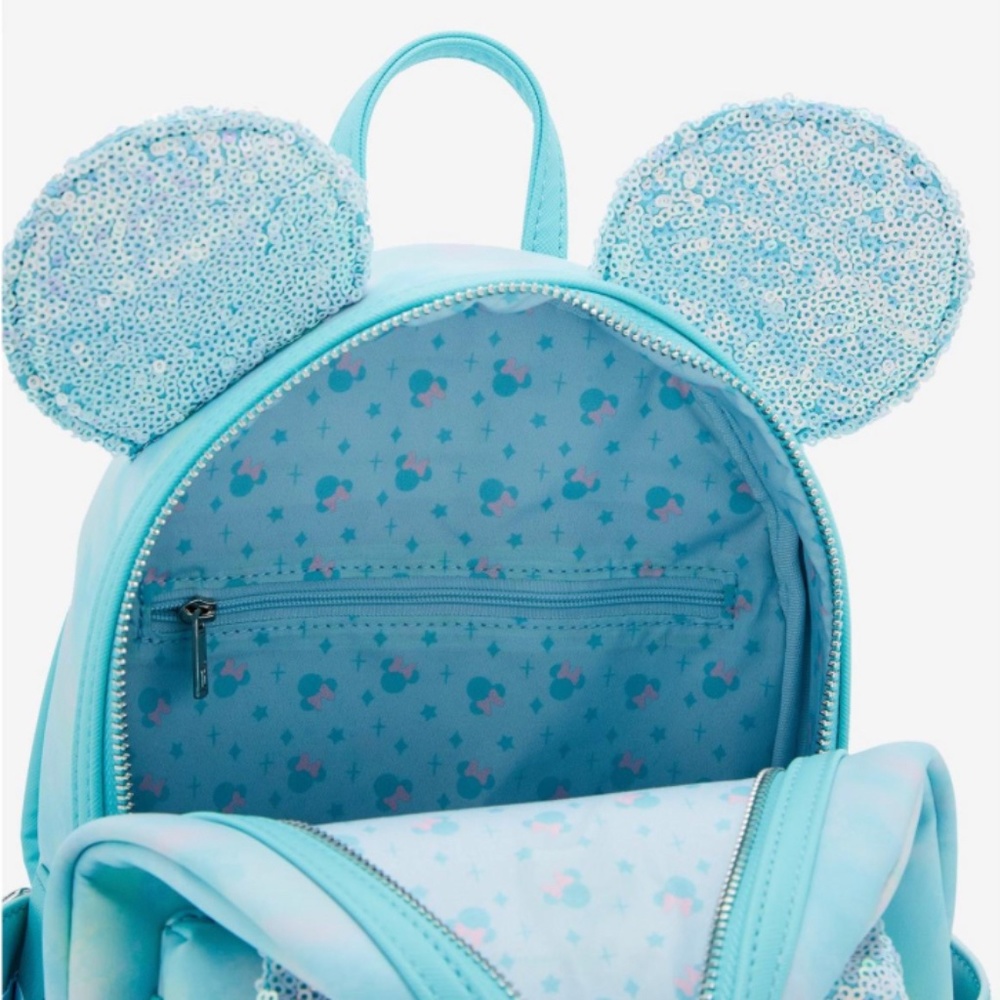 Loungefly Disney Minnie Mouse Sequin Bow Mini Backpack - Picture 4 of 4